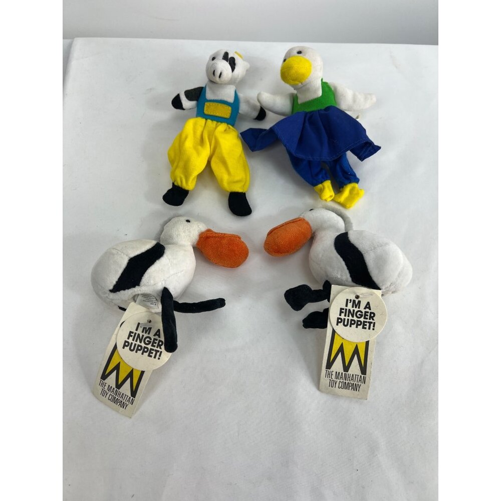The Manhattan Toy Company Finger Puppet Set Cow Duck & Pelican Plush Toys
